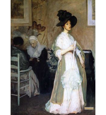 Woman In Pink And Green