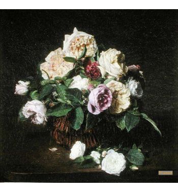 Roses In A Basket On A Table