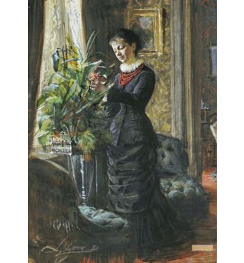Portrait Of Fru Lisen Samson Nee Hirsch Arranging Flowers