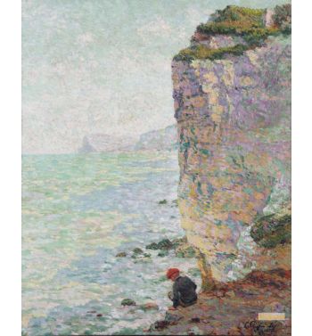 Jeune Garon Au Pied De La Falaise Mare Haute Normandie 1887
