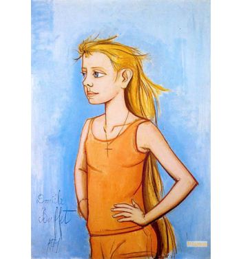 Danièle De Profil Fond Bleu