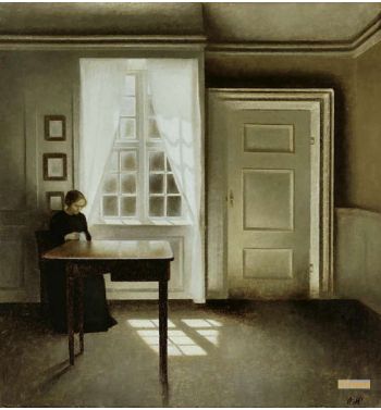 A Woman Sewing In An Interior