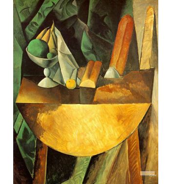 Bread And Fruit Dish On A Table 1909