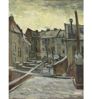 Backyards Of Old Houses In Antwerp In The Snow