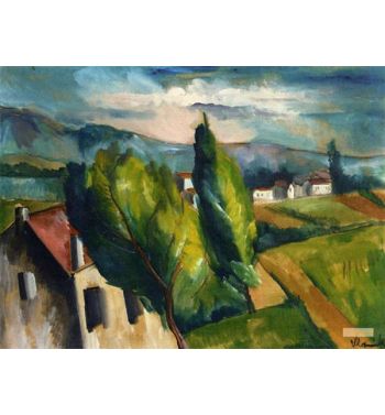 View Of A Village With Red Roofs
