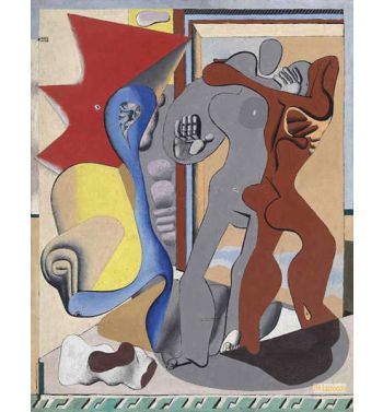 Gray Woman, Red Man And Bone In Front Of A Door, 1931