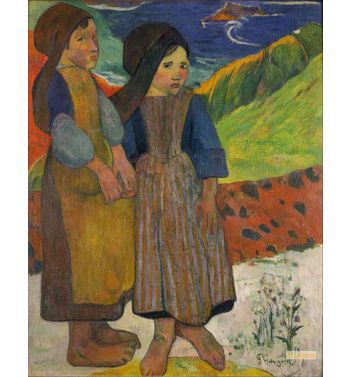 Two Breton Girls By The Sea 