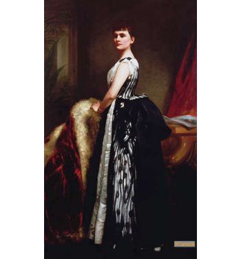 Portrait Of A Young Woman Wearing A Striped Dress And Standing