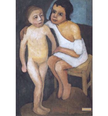 Sitzendes Madchen In Weibem Hemde Und Stehender Madchenakt 1906