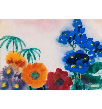 Floral Still Life With Asters, Poppy Seeds And Knight's Spur