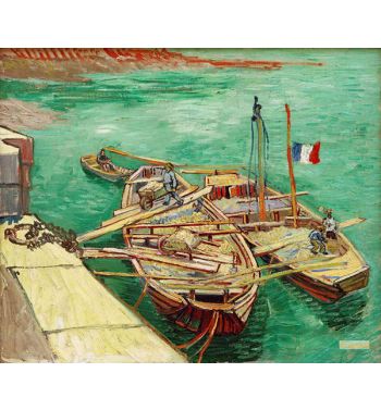 Quay With Men Unloading Sand Barges
