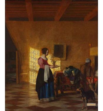 Woman With A Water Pitcher And A Man By A Bed