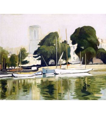 The Church And Harbor At La Rochelle, 1920