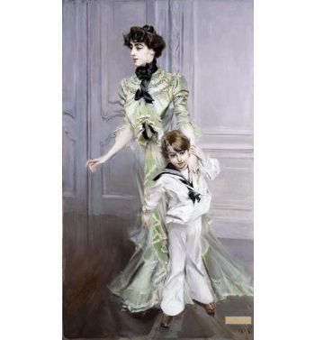 Portrait Of Madame Hugo And Her Son 1924
