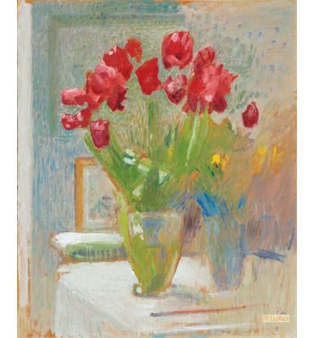 Blumenstillleben Mit Roten Tulpen