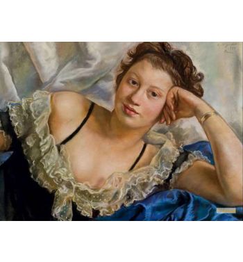 Portrait Of Berthe Popoff In A Black Gown With Lace Frill