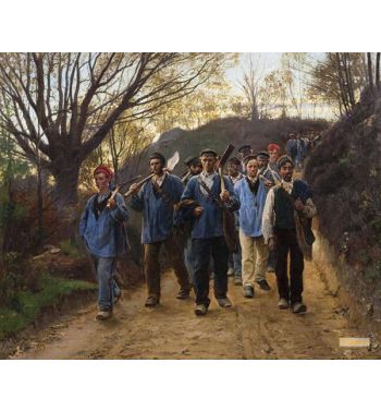 French Land Workers In The Dirt Road