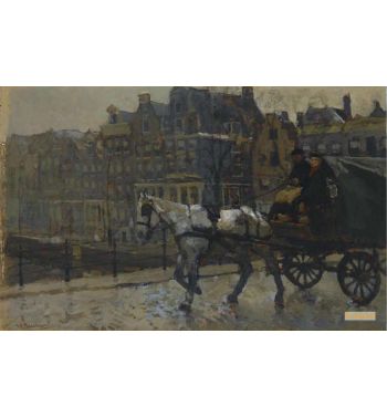 A Horse Drawn Cart On The Eenhoornsluis Crossing The Korte Prinsengracht Amsterdam