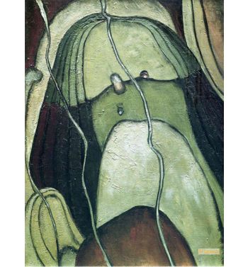 River Bottom, Silver, Ochre, Carmine, Green, 1923