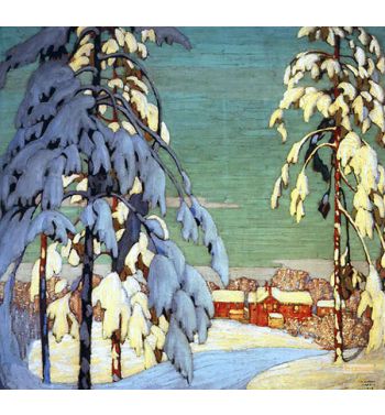 Winter Landscape Pink House