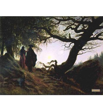 Man And Woman Contemplating The Moon