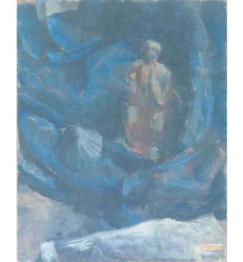 Woman And Seashell On Blue Background 1918