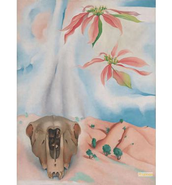 Mule's Skull With Pink Poinsettias 1936