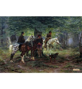 Horsemen Surprised By A Rain