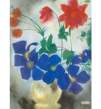 Clematis With Yellow Vase