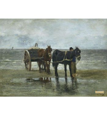 Horses And Cart On The Beach