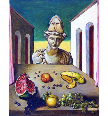 Vita Silente Metafisica con Busto di Minerva