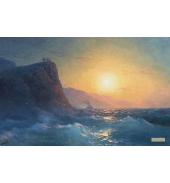 View Of A Steep Rocky Coast And A Rough Sea At Sunset 1883