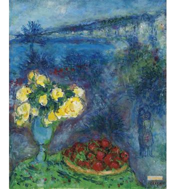 Flowers And Fruits In Front Of The Sea