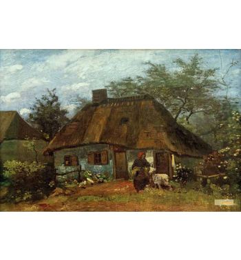 Cottage And Woman With Goat