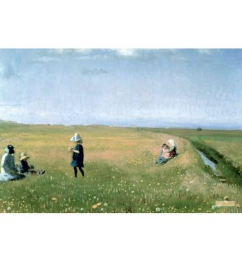 Children And Young Girls Picking Flowers