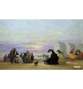 Beach Scene Evening 1864