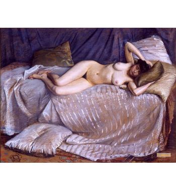 Naked Woman Lying On A Couch