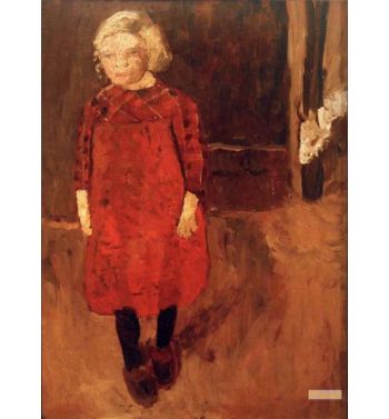 Standing Girl In Front Of A Goat Shed
