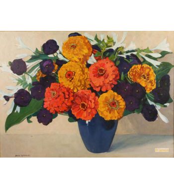 Zinnias and Pansies