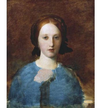 Portrait Of Mrs Prescott Decie Bust Length In A Blue Dress