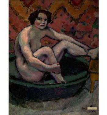 Femme Nue Assise Dans Un Tub