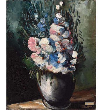 Still Life With Flowers With Gray Vase