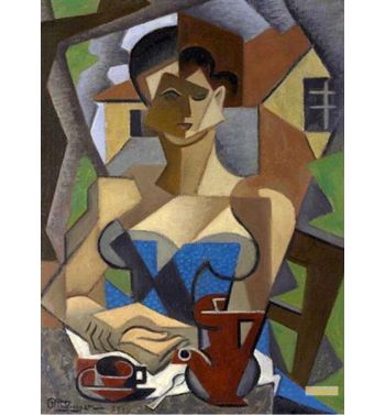 Woman Sitting In Blue Dress 1950