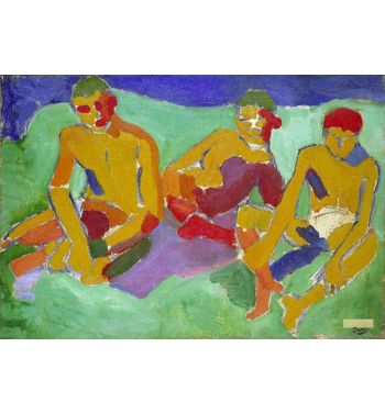 Three Figures Sitting On The Grass 1906