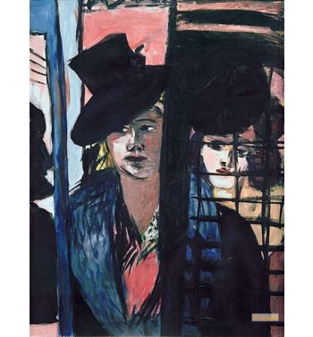 Two Women, In Glass Door