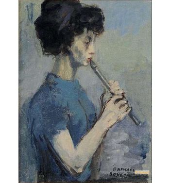 Woman Playing a Recorder