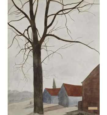 Tree Near A Village 1930