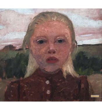 Head Of Blond Girl In Landscape