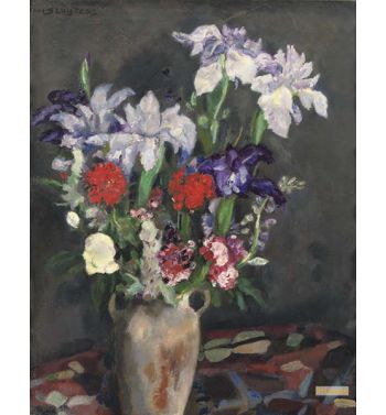 A Still Life With Irises And Summer Flowers