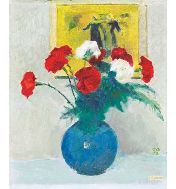 Flower Still Life with Painting in Background